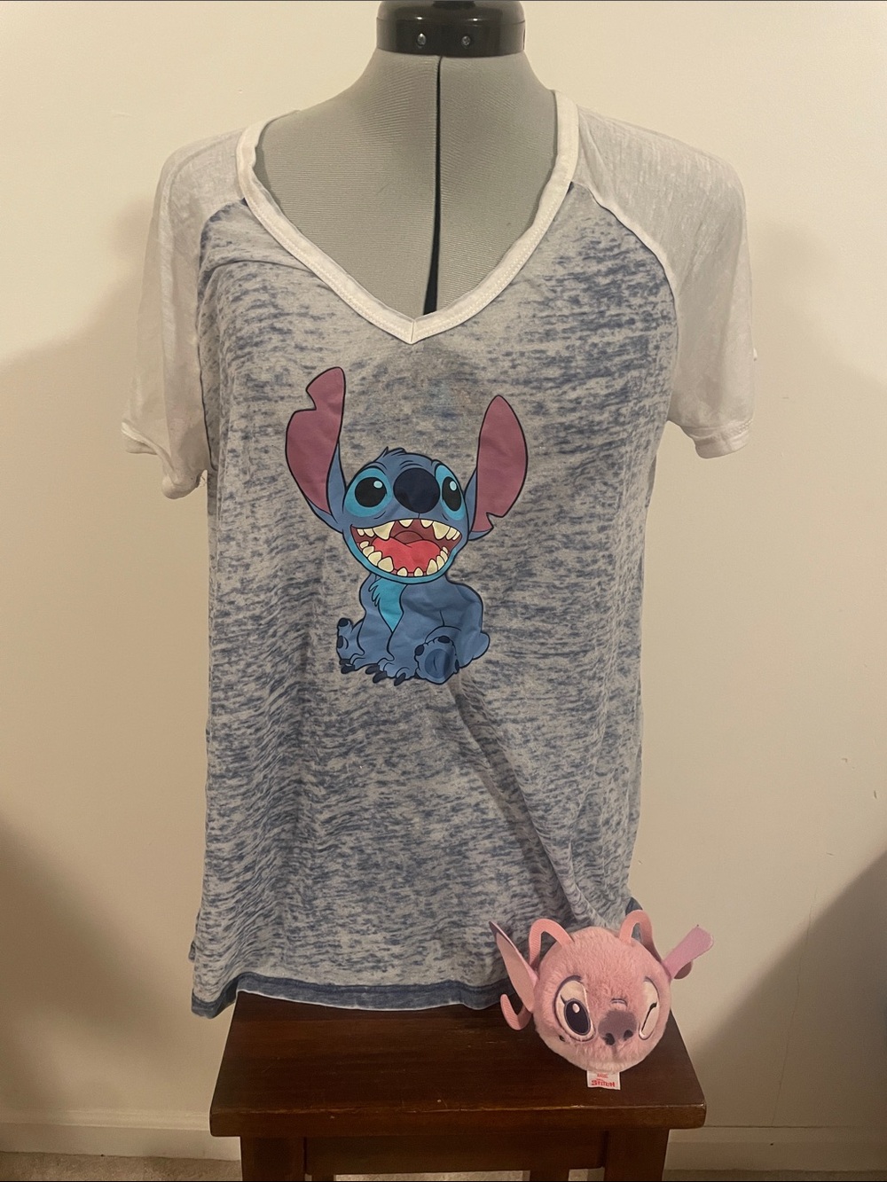 Disney Stitch Transparent Shirt - Medium w/ Angel fluffy bounce ball.